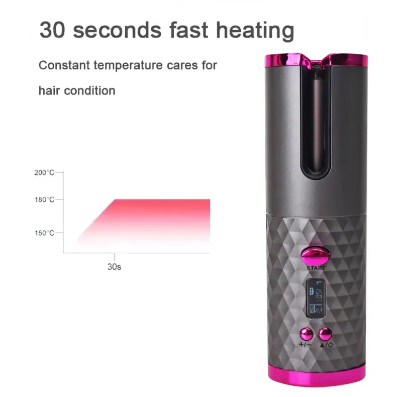 Cordless Hair Curler Rechargeable Rotating Curling Iron with Ceramic (6)