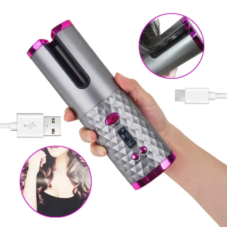 Cordless Hair Curler Rechargeable Rotating Curling Iron with Ceramic (8)