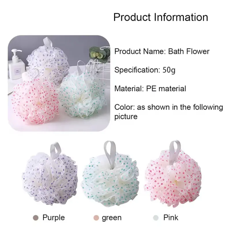 Dot Pattern Shower Puff Sponge Ball (1)