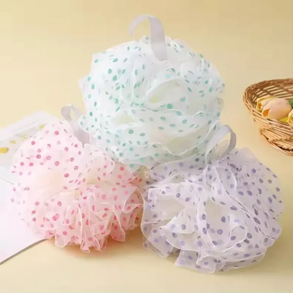 Dot Pattern Shower Puff Sponge Ball (1)