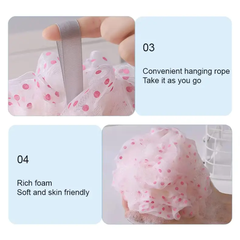 Dot Pattern Shower Puff Sponge Ball (3)