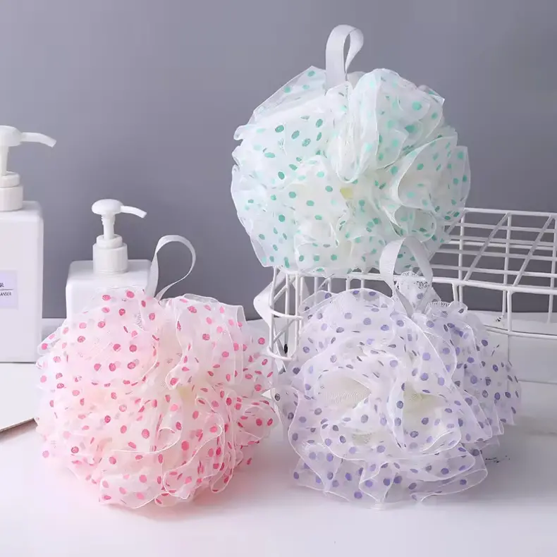 Dot Pattern Shower Puff Sponge Ball (5)