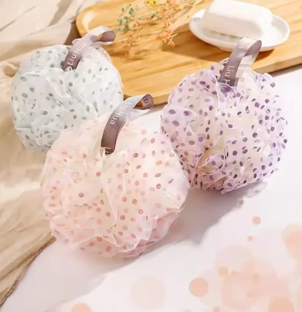 Dot Pattern Shower Puff Sponge Ball (6)