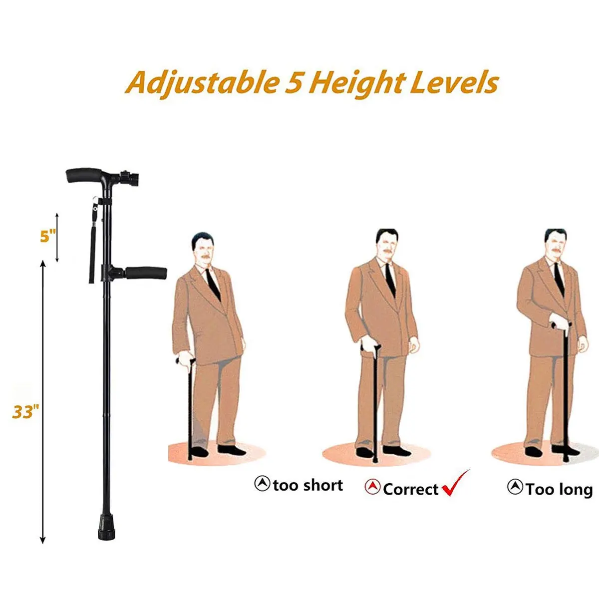 Folding Cane with Led Light and Armrest (1)