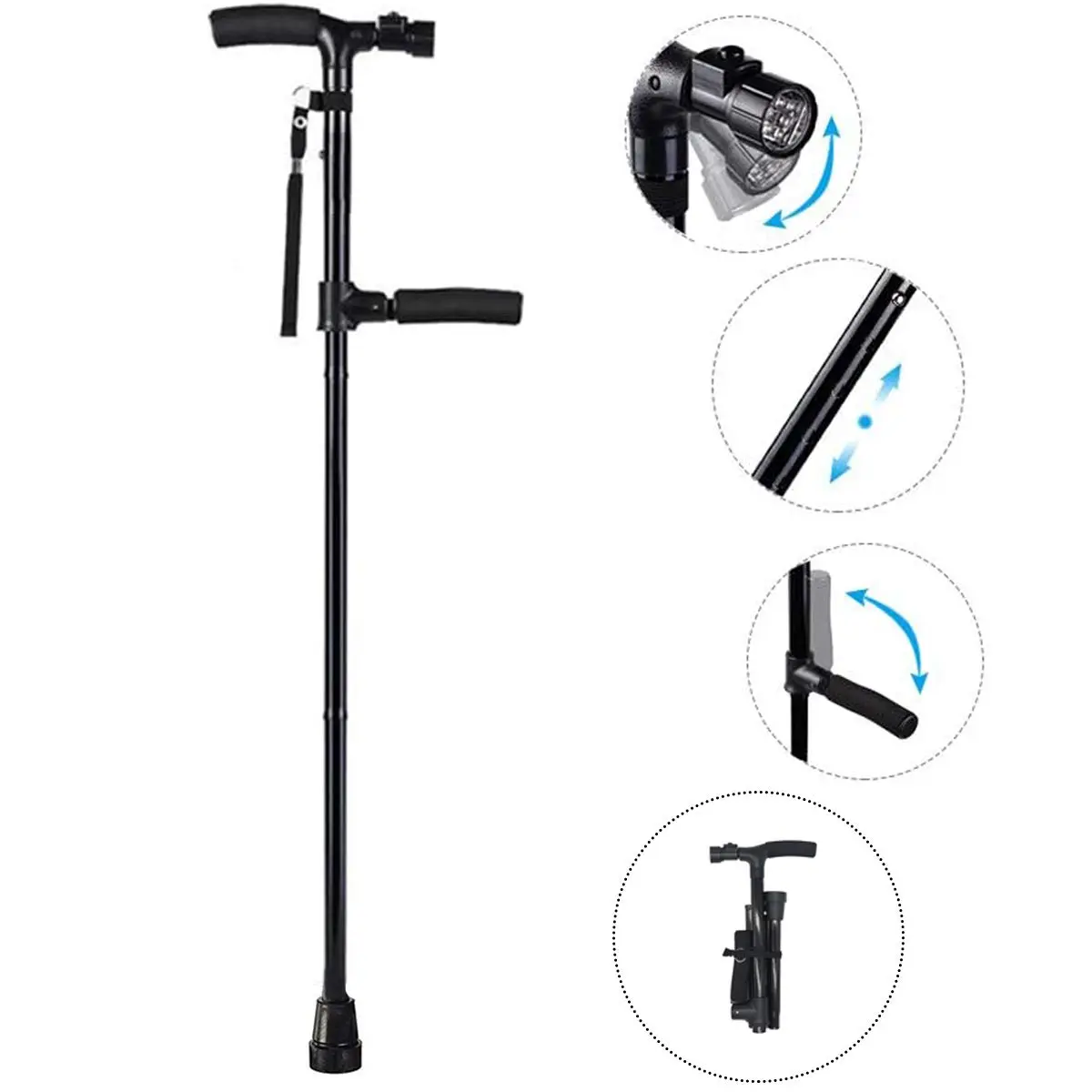 Folding Cane with Led Light and Armrest (2)