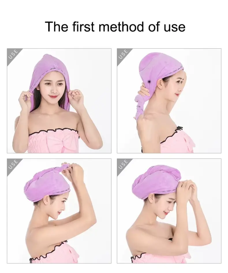 Hot Quick Dry pink Yellow Hair Towel(6)