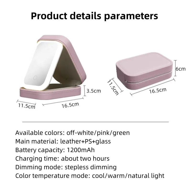 Makeup Bag with Mirror and Light Rectangle (2)