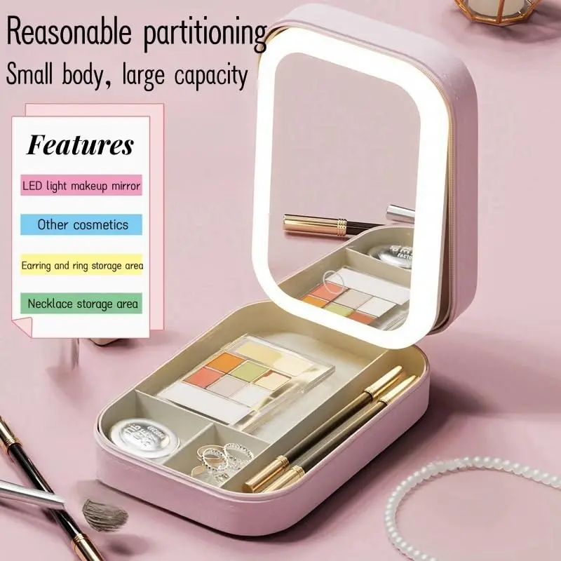 Makeup Bag with Mirror and Light Rectangle (4)