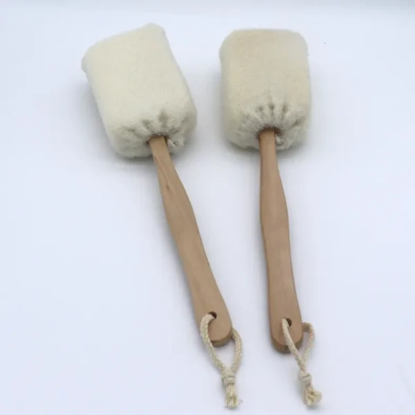 Natural Bamboo Wood Long Handle Bath Shower Brush（1）