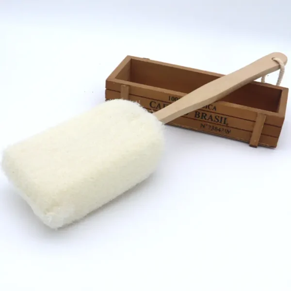 Natural Bamboo Wood Long Handle Bath Shower Brush（2）