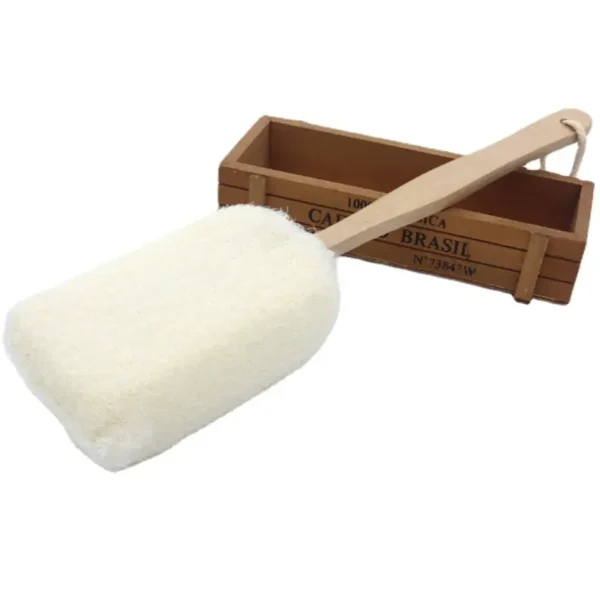 Natural Bamboo Wood Long Handle Bath Shower Brush（5）