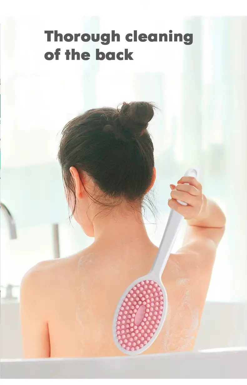 Silicone Body Scrubber Exfoliator with Handle (13)
