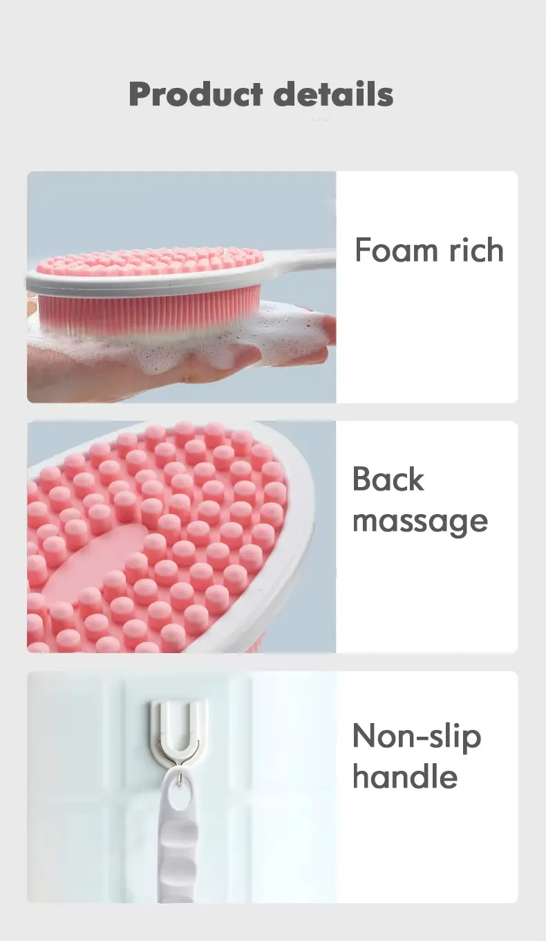 Silicone Body Scrubber Exfoliator with Handle (14)