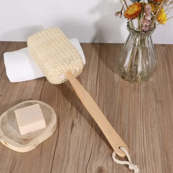 Wooden Handle Sisal Sponge Back Scrub（17）