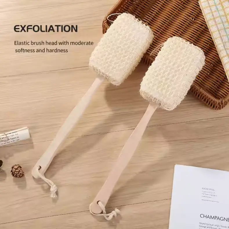Wooden Handle Sisal Sponge Back Scrub（1）