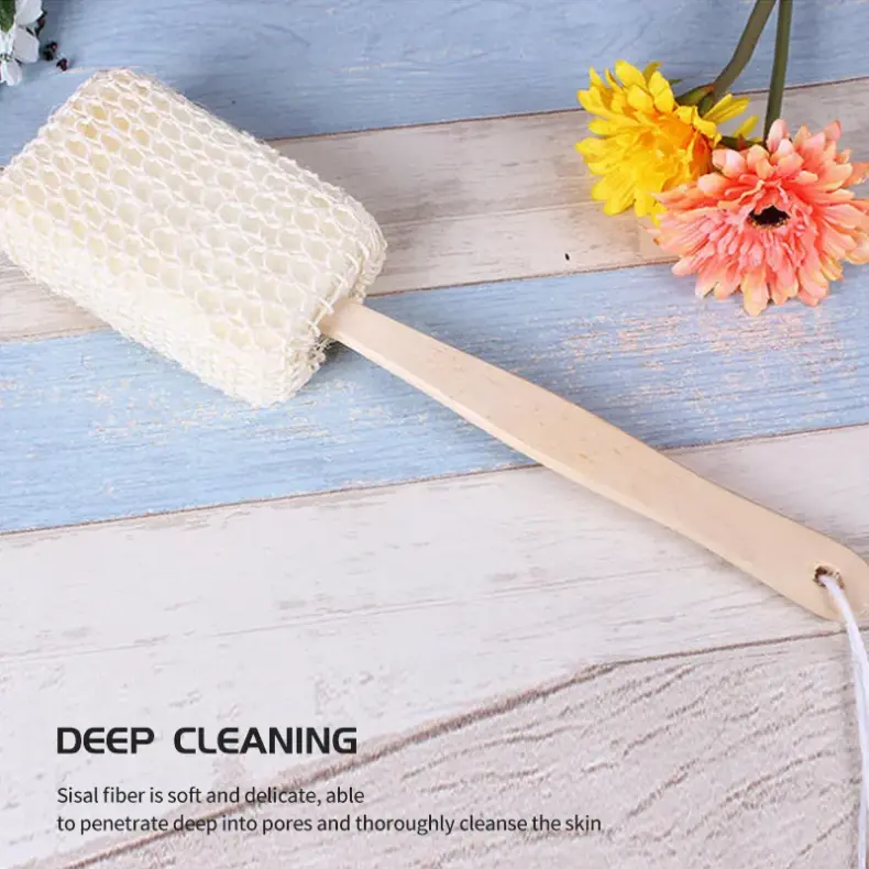Wooden Handle Sisal Sponge Back Scrub（3）