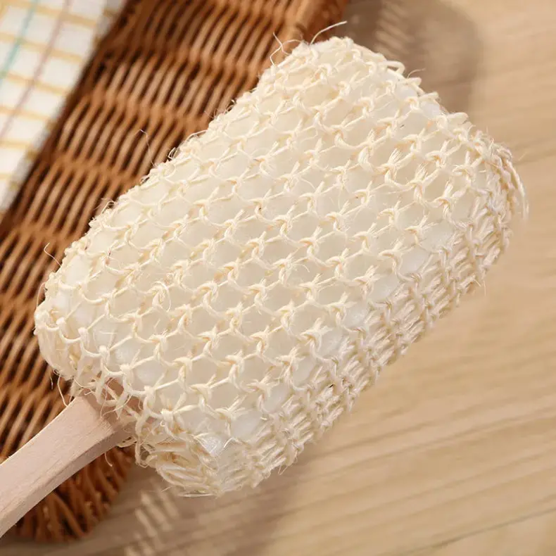 Wooden Handle Sisal Sponge Back Scrub（4）