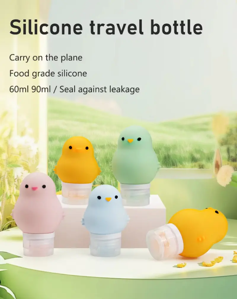 Chick Shaped Collapsible Travel Silicone Bottle (1)