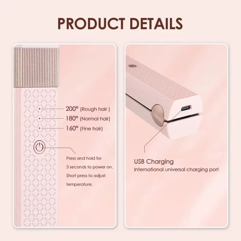 Portable Mini Cordless Flat Iron Hair Straightener (2)