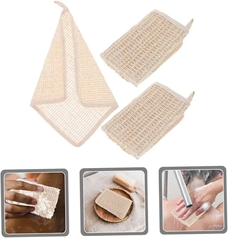 Sisal Washcloth Exfoliating Stimulating Bath Shower 10 inch（4）